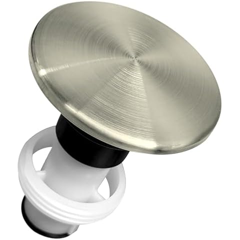 972-098J Plumbing-Equipment Brushed Nickel Drain Sink Stopper, Drain Sink Plug Part Push & Seal Drain Stopper Assembly 35338-06XX Cover