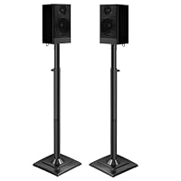 Phogrtty 1 Pair Universal Floor Speaker Stands, 32.5” to 41.7” Height Adjustable Surround Sound Speaker Stand for Bookshelf & Satellite & Studio Monitor Stands, 11LBS Capacity, Black