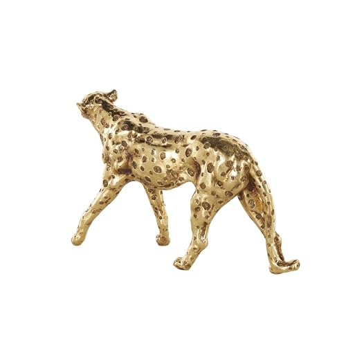 Estatua decorativa de leopardo de resina dorada 10 x 3 x 7 pulg miniatura 6