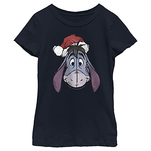 Disney Winnie The Pooh Eeyore Santa Hat Christmas Girls T-Shirt