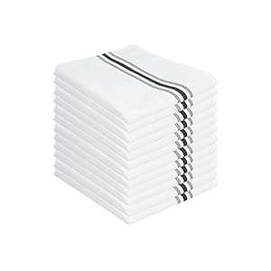 Arkwright Bistro Dinner Cloth Napkins – (Pack of 12) Absorbent, Soft, and Washable Professional Restaurant Quality Table Linen with French Stripes, 18 x 22 in, Black