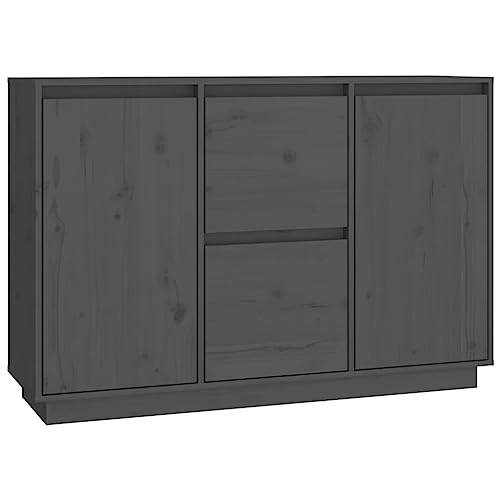 Aparador gris de pino macizo de 111x34x75 cm 2