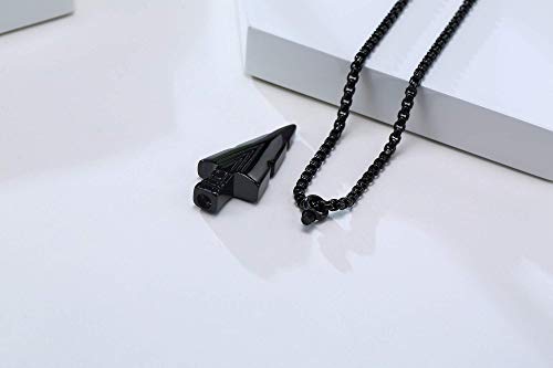 Hisatan Mens Cremation Urn Necklace For Ashes,Stainless Steel Tribal Spearpoint Arrowhead Memorial Pendant,Bereavement Keepsakes Gifts,Black #TOP4