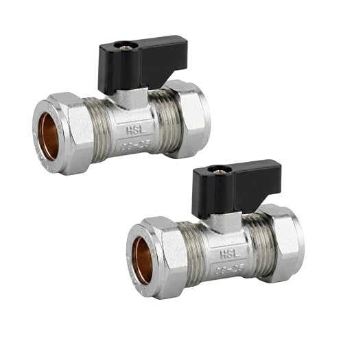 15mm Isolation Valve 2 Pack, Chrome Plated Brass Service Val