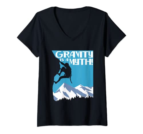 Donna La gravità è un mito | Arrampicata su roccia | Scalatore Maglietta con Collo a V