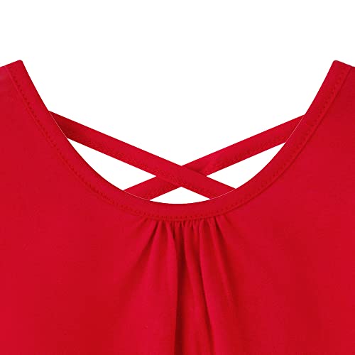 Image of Noomelfish Girls Criss Cross Back T-Shirts Short Puff Sleeve Tee Tops (5-12 Years)