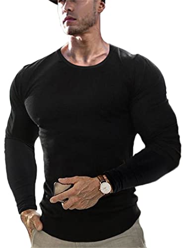 Andongnywell Men's Muscle Fitted T Shirt Gym Workout Athletic Long Sleeves Tee Cotton is Soft, Comfortable and Elastic