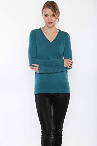 Image of JENNIE LIU Women's 100% Pure Cashmere Long Sleeve Ava V Neck Pullover Sweater