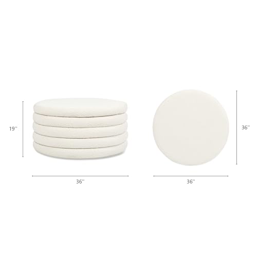Fuji 36 Upholstered Boucle Round Ottoman by Jennifer Taylor Home