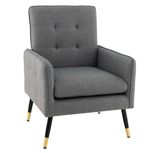 COSTWAY Armchair Accent Chair, Modern Tufted Upholstered Sin