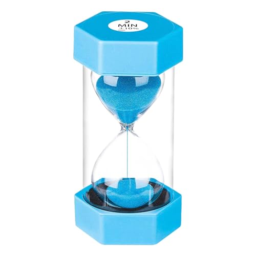 SuLiao Clessidra 2 minuti blu, set timer per orologio uova, vetro colorato, timer per bambini, scuola, bambini, lavarsi i denti, kita, ufficio, casa, decorazione, giochi, aula, cucina