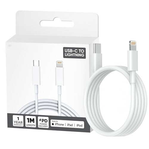 Image of USB C to Lightning Cable (MFi-Certified) 1M Fast Charger Cable USB-C Power Delivery Charging Cord for iPhone 14 /13 /12 /12 Pro Max /12 Mini /11 /11Pro /Xs /Max /Xr /X /8 /8Plus /iPad (CtoLightning-White)