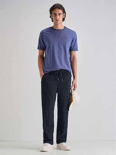 Image of Banana Club Deep Black Corduroy Pant - Regular Fit, Solid, Corduroy Casual Trousers with Textured Fabric, Comfortable Fit