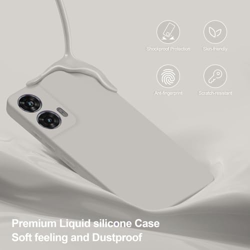 Image of DIZORO Microfiber Candy Case for Motorola G96 5G Smooth Touch Cushion Liquid Soft Silicone Gel Rubber Phone Cases Non-Slip Full Body Protective Shockproof Back Cover -Stone