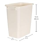 Rubbermaid 21 Quart Traditional Kitchen Bathroom and Office Rectangular Plastic Open Wastebasket Trash Can Bisque - Image 2