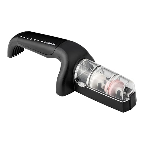 Afilador con 2 ruedas cerámicas, Global, negro