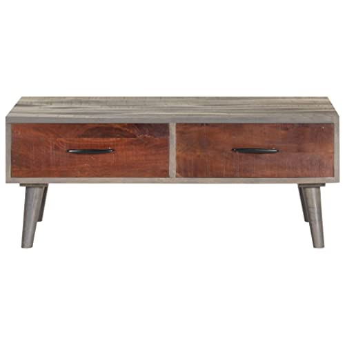 Table basse en bois de manguier à double tiroir de rangement