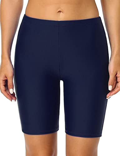 Hilor Women's Uv Long Bike Swim Shorts Rash Guard Boy Leg Active Sport Pants Navy 12 #TOP3