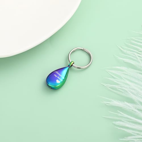 Yinplsmemory Cremation Keychain for Ashes Always In My Heart Urn Locket Cremation Jewelry Teardrop Memorial Keepsake Keychain3