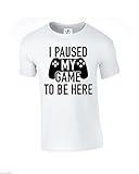 180 g/m² D&H CLOTHING UK T-shirt amusant avec inscription « I Paused My Game to Be Here », blanc, M