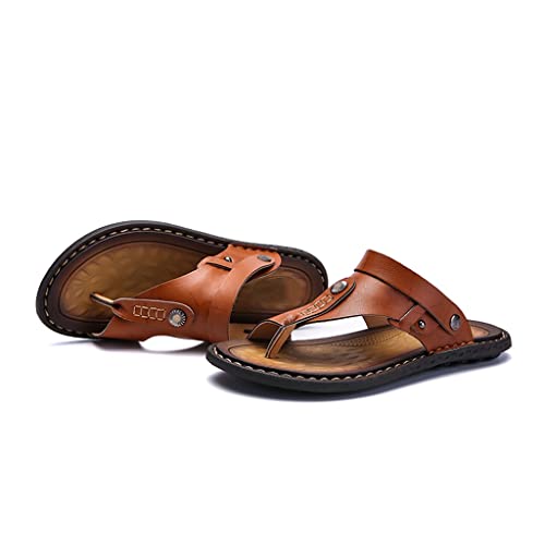 Men Sandals Genuine Split Leather Men Beach Sandals Men Casual Shoes Flip Flops Slippers Sneakers(40)2