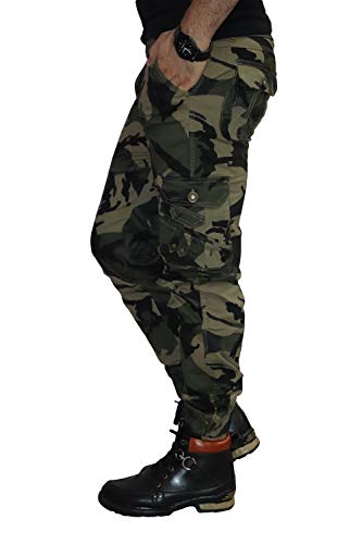 Image of Urban Legends 6 Pocket Relaxed and Regular Fit Cotton Cargo Jogger Pants for Men (Green,40)
