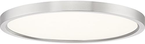Quoizel Outskirts Round Flush Mount Ceiling Light, 15 Inch Brushed Nickel, Dimmable Integrated LED 2900 Lumens, 27 W, Close to Ceiling Light Fixtures for Hallway, Kitchen, Bedroom or Bathroom