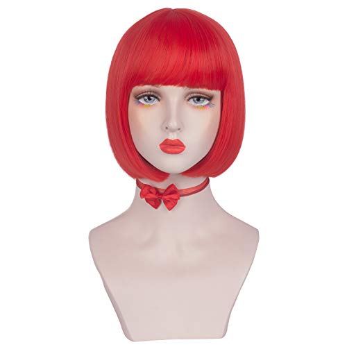 Askuang red bob wigs for women bangs short red wig heat…