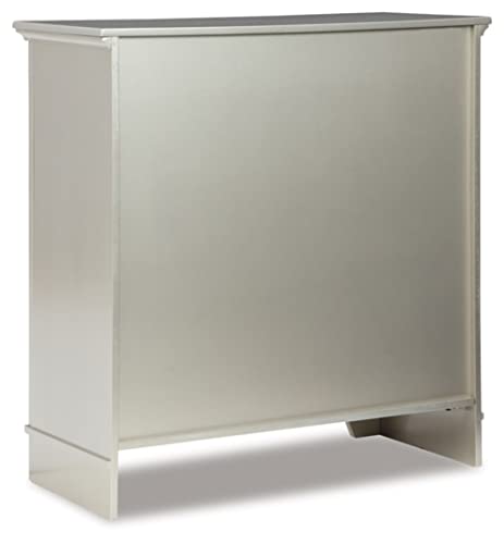 Signature Design By Ashley Wyncott Contemporary Accent Cabinet With 2 Doors And 1 Adjustable Shelf, Metallic Silver #TOP4