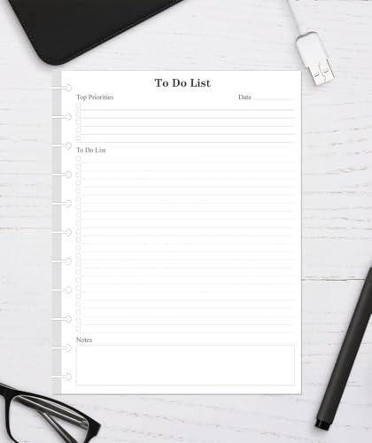 Tamanho carta TUL Refis de lista de tarefas em disco, inserção de agenda diária de 11 discos, 100 fo