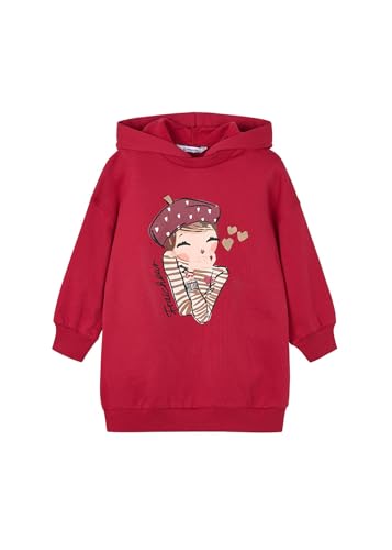 Mayoral Fleece Hooded Dress for Girls Red 3 Years (98cm)