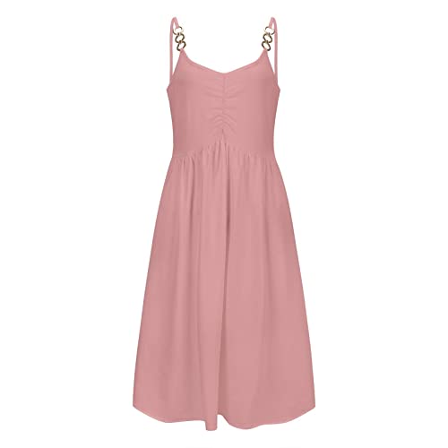 Qufech Off The Shoulder Dress, Dresses For Women 2023 Wedding Guest Maternity Dress Summer Sumner Women's Dress V Neck Spaghetti Strap A-Line Fashion Tank Top Casual Beach Dress Dresses (Xl, Pink-2) #TOP5