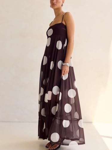 Image of SOOKABEILA Women Y2k Boho Maxi Dress Floral Lace Sheer Tiered Flowy Cami Long Dress 2025 Summer Smocked Beach Sundress