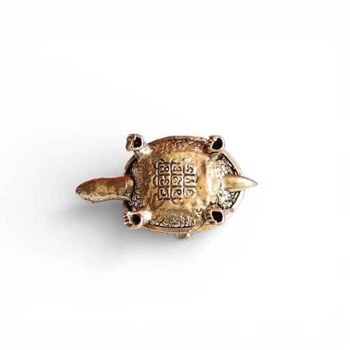 Image of Brass Finecrafted Ashta Lakshmi Tortoise in Antique Gold Finish | Shri Yantra Engraved On Tortoise | Ideal for Decor, Vastu & Goodluck | Length : 3 Inch. Weight: 55 Grams