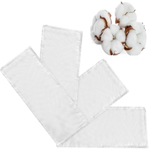 4 Pack Small Organic Cotton Flannel Inserts for Castor Oil Pack Wrap Reusable Washable Castor Oil Compress Pads for Eyes Neck Elbow Knee & Belly Button