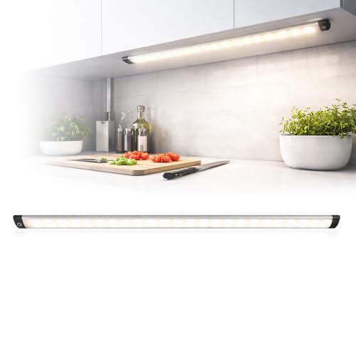 ACCA 3 Barra LED Lineare 80 cm Sottopensile Cucina Lampada LED da Parete Ultra Sottile Touch con Interruttore Basso Consumo Ideale per Cucina Armadio Garage
