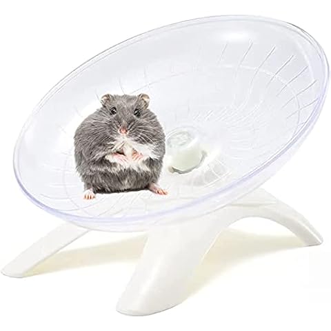 Uoeo Hamster Flying Saucer Silent Running Exercise Wheel Flying Saucer Hamster Running Wheel for Hamsters, Gerbils, Rat and Other Small Animals, White Cover