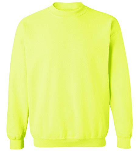 Joe's USA Men's Soft & Cozy Crewneck Sweatshirts-M-Safety Green