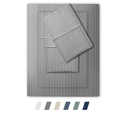Feather & Stitch 500 Thread Count 100% Cotton Stripe Sheets + 2 Pillowcases