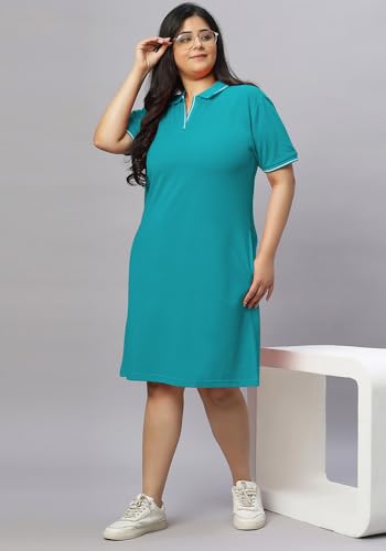 Image of Wear Your Opinion Women's Plus Size Soft PQ Polo Collar Neck Tipped Tshirt Dress