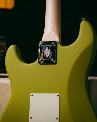 Image of Magna ST20M Beginner Electric Guitar | Maple Neck & Fretboard | HSS Pickup Setup | 22 Frets | Chrome Hardware | Gig Bag Included (LASER LIME)