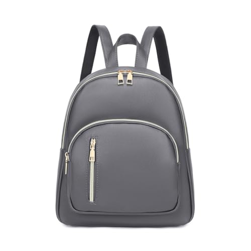 Image of YANAIER Women Leather Backpack Rusksack Ladies Fashion PU Leather Casual Daypack Travel Bag Schoolbags Grey
