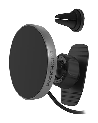 Scosche MPQMRDV MagicMount Charge Pro Qi2 MagSafe Car Mount Charger, 15W Fast Magnetic Wireless Charging Phone Holder for Dashboard/Vent Compatible with iPhone 16/15/14/13/12 Pro Max Plus, Samsung S25