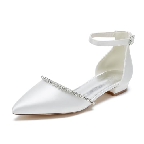 Chaussures plates en satin strass pour mariée et soirée chic