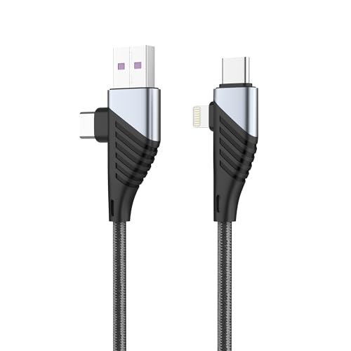 Image of Vismac 4 in 1 65W Fast PD+QC Braided Charging and Sync Cable with USB A,Type C and Lightning Fast Charging Cable Compatible with All Type C Android Smartphone & Lighting Devices (1M).