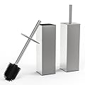 RUACQ Toilet Brush and Holder Set 2pcs,Square Toilet Bowl Brush for Bathroom with 304 Stainless Steel Handle Toilet Cleaner Brush with Durable Scrubbing Bristles,Splash-Proof (Brushed Nickel)