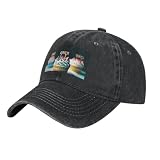 Tamiger Cappellino da baseball in denim lavato con stampa di torte di buon compleanno unisex all'aperto festival indossare traspirante casual quotidiano, Nero , Taglia unica