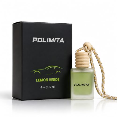 Image of Lemon Verde Car Hanging Perfume | Fresh Citrus Fragrance | Long Lasting Car Air Freshener | Wooden Cap | Leak Resistant | Frosted Glass Bottle | 8 ml