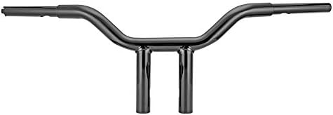 Mofun 10" Handlebar T Bar 1.25" Steel Pipe Compatible with Harley Dyna Fat Bob Low Rider Street Bob Super Glide 1996-2024, Sportster 883 1200, Softail Fat Boy Heritage Classic, Gloss Black