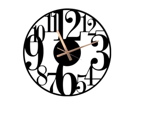 Image of Designer Metal Wall Clock for Living Room | Antique Stylish Fancy Decorative Big Size Wall Watch for Bedroom, Office, Kitchen, Dining, Hall and Decor (Black(ST-23), 60CM)